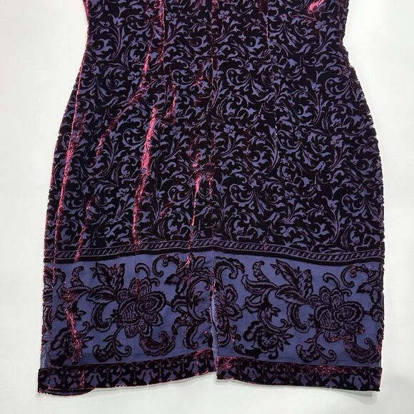 Moda Intl Vintage Silk Rayon Blend Velvet Floral Sleeveless Sheath Mini Dress 2 - Picture 12 of 13